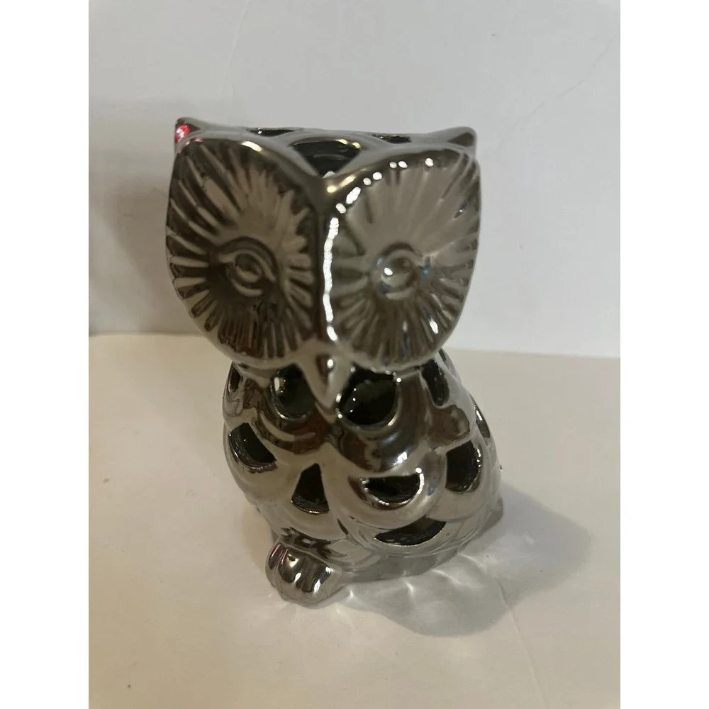 Owl‎ Floral Container Tea light holder 5 inches tall White Cute 99intl